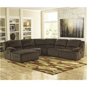Signature Design by Ashley Toletta - Chocolate Reclining Sectional with Chaise
